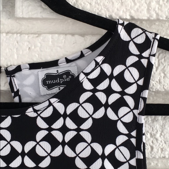 Geometric Black White Dress Large L 12 14 Mud Pie